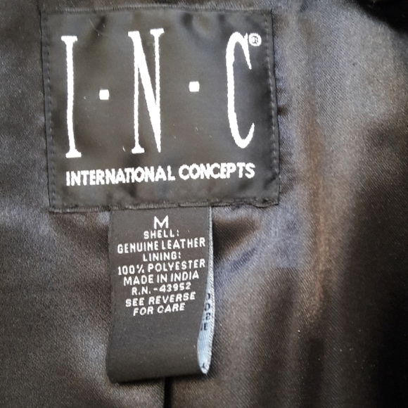 INC International Concepts Black Leather Coat - Picture 4 of 8